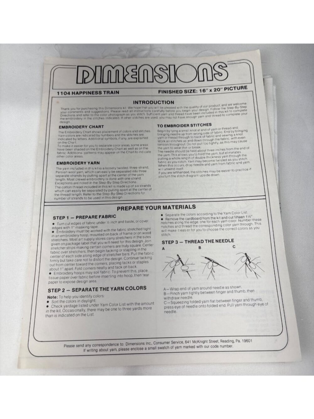 Dimensions Happiness Train Crewel Kit Finished Size 16"x20" Embroidery Craft - Picture 7 of 12